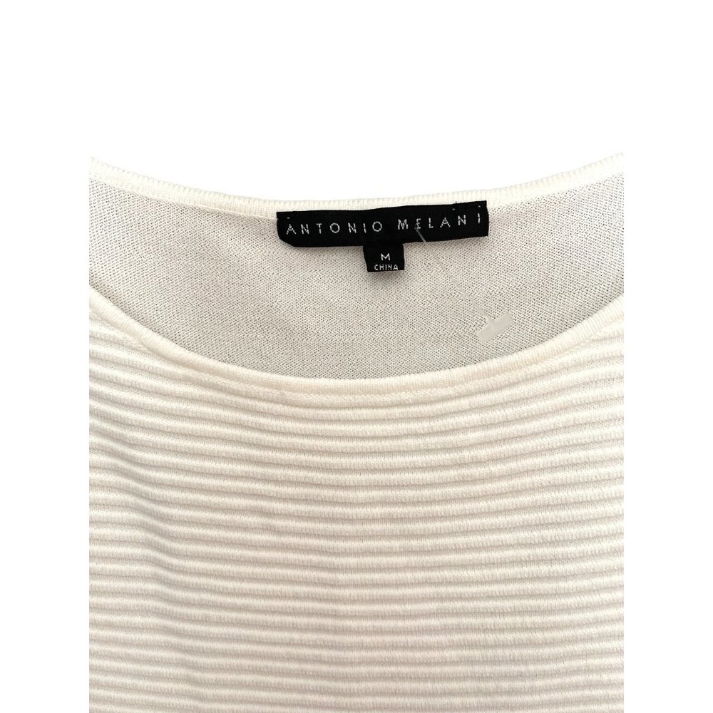 Antonio Melani White Sleeveless Top S Women's Rayon S Striped Textured NWOT - Picture 3 of 6